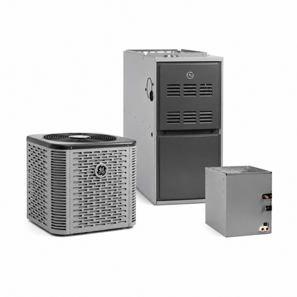 GE Appliances NS16 - 3.5 Ton - 15.5 SEER2 AC with NF80U110V5CR - Two-Stage/Variable - 80% AFUE Furnace - Up-flow Coil - Gas System - with install